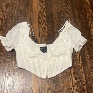 NWT Windsor White Puff Sleeve Crop Top